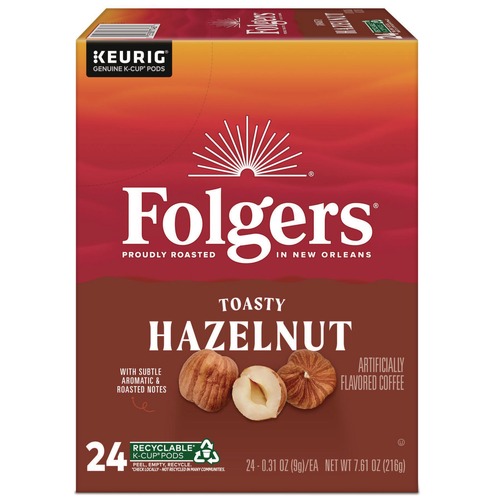 Coffee - Caffeinated | Folgers 5000363978 Coffee K-Cups - Toasty Hazelnut (24/Box) image number 0