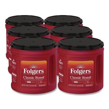 CAFFEINATED | Folgers 2550030407 25.9 oz. Canister Classic Roast Ground Coffee (6/Carton)