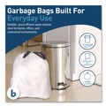 Drawstring & Kitchen Bags | Boardwalk BWK1DK100 13 Gallon 24 in. x 28 in. Drawstring Kitchen Bags - White (50 Bags/Roll, 2 Rolls/Carton) image number 8