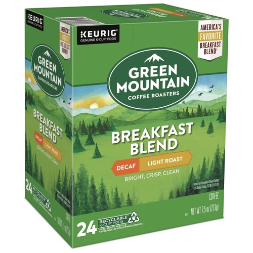 Coffee - Decaffeinated | Green Mountain Coffee 5000378812 Coffee K-Cups - Breakfast Blend Decaf (24/Box) image number 0