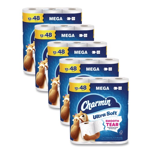 Toilet Tissues | Charmin 80841801 2-Ply Septic Safe Ultra Soft Bathroom Tissue Mega Roll - White (208 Sheets/Roll, 12 Rolls/Pack, 5 Packs/Carton) image number 0