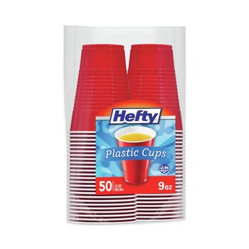  | Hefty PAC C20950 Easy Grip Disposable Plastic 9 oz. Party Cups - Red (50/Pack, 12 Packs/Carton)