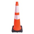Traffic Safety | Tatco 35500 10.75 in. x 10.75 in. x 28 in. Traffic Cone - Orange/Silver/Black image number 0