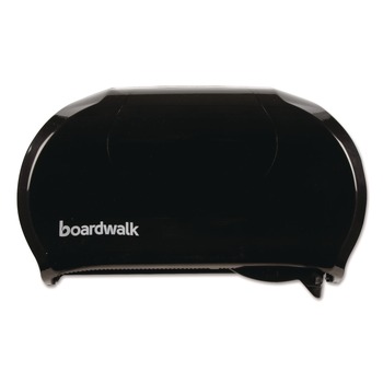 TOILET TISSUE DISPENSERS | Boardwalk R3670BKBW 13 in. x 6.75 in. x 8.75 in. Standard Twin Toilet Tissue Dispenser - Black