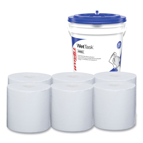 Cleaning Cloths & Wipes | WypAll 06411 WetTask Customizable Wet Wiping System Critical Clean Wipers for Bleach/Disinfectants/Sanitizers with Bucket (540/Carton) image number 0