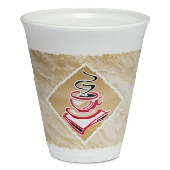 Dart 12X16G 12 oz. Cafe G Foam Hot/Cold Cups - Brown/Red/White (20/Pack)