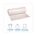 High-Density Trash Bags | Boardwalk V8046ENKR01 40 in. x 46 in. 45 gal. 19 mic High-Density Can Liners - Natural (150/Carton) image number 4