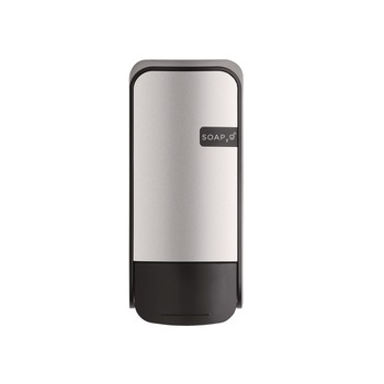 SOAP2O 2100BS-13-SP+R-EA 5 in. x 5 in. x 11 in. 1000 mL Wall-Mounted Dispenser - Black/Faux Stainless Steel