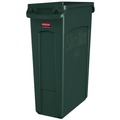 Indoor Waste Receptacles | Rubbermaid Commercial FG354007GRN 23 Gallon Slim Jim Recycling Container with Venting Channels - Green image number 2