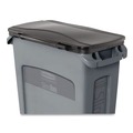 Waste Receptacle Lids | Rubbermaid Commercial FG267400BLA Slim Jim 11.38 in. x 20.5 in. x 2.75 in. Hinged Lid - Black image number 3