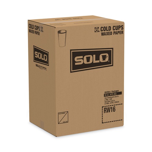 Cups | SOLO RW16-J8000 Symphony Eco-Forward 16 oz. Paper Cold Cups - White/Red/Beige (1000/Carton) image number 0