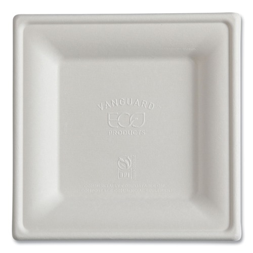 Perforated Roll & Hand Towels | Eco-Products EP-P021NFA 6 x 6 Vanguard Renewable and Compostable Sugarcane Plates - White (500/Carton) image number 0