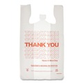 T-Sacks & Thank You Bags | AmerCareRoyal RPTYB6FS 13 in. x 23 in. x 23 in. Thank You - Have a Nice Day Labeling Cut-Out Handles Thank You Bags - White/Red (1000/Carton) image number 0