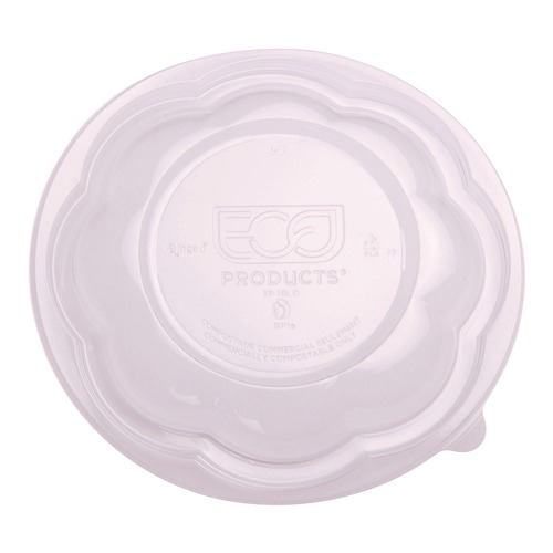 Food Containers & Lids | Eco-Products EP-SBLID Salad Bowl Lid for 24, 32, 48 oz. Bowls - Clear (300/Carton) image number 0