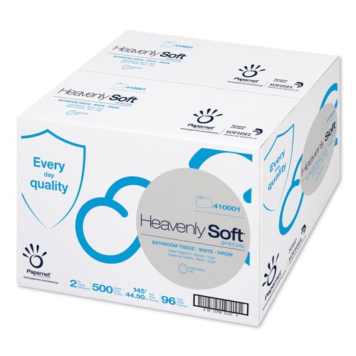 Perforated Roll & Hand Towels | Papernet 410001 4.1 in. x 146 ft. 2-Ply Septic Safe Heavenly Soft Toilet Tissue - White (96 Rolls/Carton) image number 0