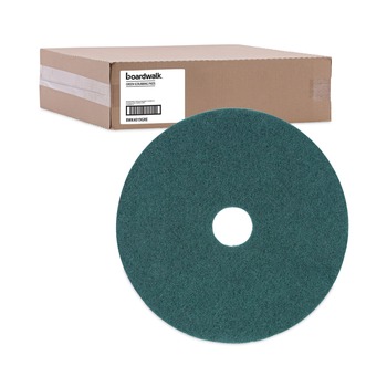 Boardwalk BWK4019GRE 19 in. Diameter Heavy-Duty Scrubbing Floor Pads - Green (5/Carton)