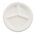 Plates | Chinet 21228 9.25 in. Dia 3-Compartment Paper Plate - White (500/Carton) image number 1