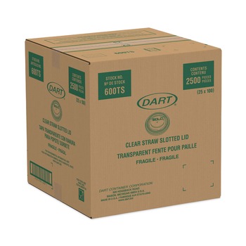 Dart 600TS Straw-Slot Cold Cup Lids fits 10 oz. Cups - Clear (2500/Carton)
