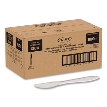 SOLO K6OW Style Setter Medium Weight Polypropylene Knife Cutlery - White (1000/Carton)