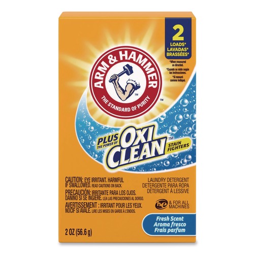 Laundry Detergents | Arm & Hammer 57037-60000 Plus the Power of OxiClean Powder Detergent 2 oz Box 156/Carton image number 0