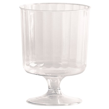 BEVERAGEWARE | WNA WNA CCW5240 5 oz. Fluted Classic Crystal Plastic Wine Glasses on Pedestals - Clear (10/Pack, 24 Packs/Carton)