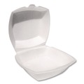 Food Containers & Lids | Plastifar 12175 6 in. x 6 in. x 3 in. Foam Hinged Lid Containers - White (500/Carton) image number 1