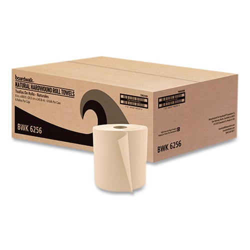 Perforated Roll & Hand Towels | Boardwalk B6256 NonPerforated 1-Ply 800 ft. Hardwound Paper Towels - Natural (6/Carton) image number 0