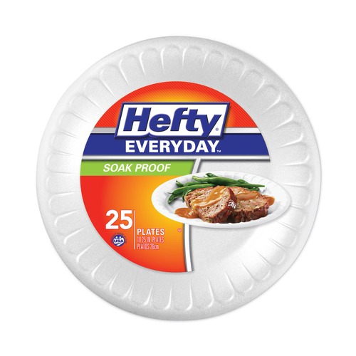 Plates | Hefty D2-1029 10.25 in. Diameter Plate Foam Soak Proof Tableware - White (10/Carton) image number 0