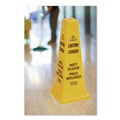 Signs | Rubbermaid Commercial FG627777YEL 10.55 in. x 10.5 in. x 25.63 in. Multilingual Wet Floor Safety Cone - Yellow image number 2