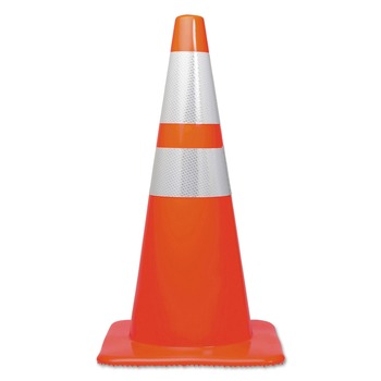 TRAFFIC SAFETY | Tatco 25900 14 in. x 14 in. x 28 in. Traffic Cone - Orange/Silver