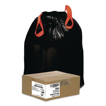 Draw 'n Tie 1518606 30.5 in. x 33 in. 30 Gallon 1.2 mil Heavy-Duty Trash Bags - Black (200/Box)