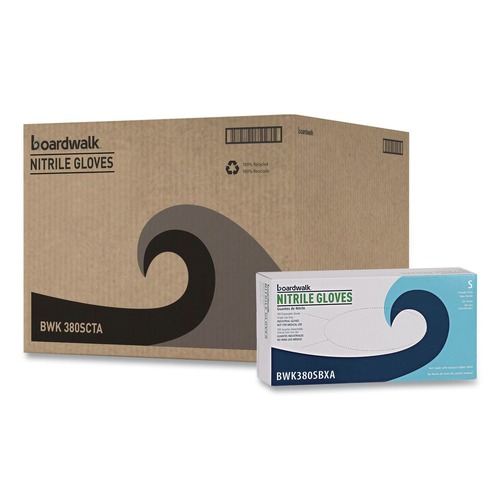 Food Service Disposable & Single Use Gloves | Boardwalk 380SCTA 4 mil. Disposable General-Purpose Nitrile Gloves - Small Blue (1000/Carton) image number 0
