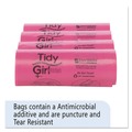 Feminine Care Dispenser Liners | Tidy Girl TG-7514P10 4 in. x 4 in. x 10 in. Feminine Hygiene Sanitary Disposal Bags - Pink/Black (600/Carton) image number 7