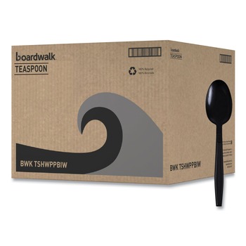 Boardwalk BWKTSHWPPBIW Heavyweight Wrapped Polypropylene Teapoons - Black (1000/Carton)