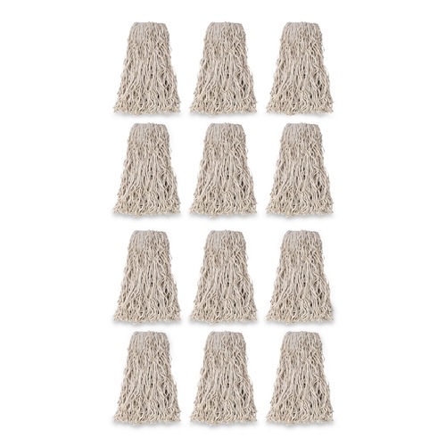 Mop Heads | Rubbermaid Commercial FGV11800WH00 24 oz. 1 in. Band Economy Cut-End Cotton Wet Mop Head - White (12/Carton) image number 0