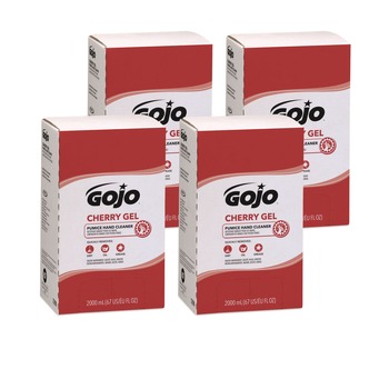 GOJO Industries 7290-04 2000 mL Refill Cherry Gel Pumice Hand Cleaner - Cherry Scent (4/Carton)