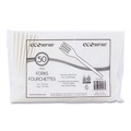 Disposable Forks | WNA EPS002 EcoSense 7 in. Renewable Plant Starch Fork Cutlery (50/Pack, 20 Packs/Carton) image number 2