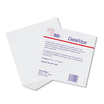 Read Right RR1250 6 x 6 DataWipe Office Equipment Cleaner - White (75/Pack)