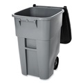 Outdoor Waste Receptacles | Rubbermaid Commercial FG9W2700GRAY Brute 50 Gallon Square Molded Plastic Rollout Container - Gray image number 2