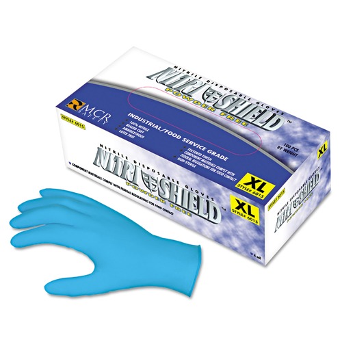 Food Service Disposable & Single Use Gloves | MCR Safety 6015L 4 mil Powder-Free Disposable Nitrile Gloves - Large (100/Box) image number 0