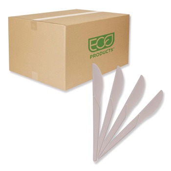 DISPOSABLE KNIVES | Eco-Products EP-S011 6 in. Plantware Compostable Knife Cutlery - Pearl White (1000/Carton)