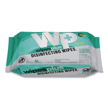 Carlisle 37701 WipesPlus 7 in. x 8 in. 1-Ply Disinfecting Surface Wipes - Lemon/White (12/Carton)