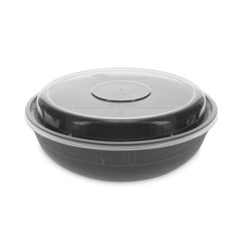 Pactiv Corp. NV2GRN307B EarthChoice Versa2Go 6.8 in. x 6.8 in. x 2.2 in. 30 oz. Plastic Microwaveable Container - Black/Clear (150/Carton)