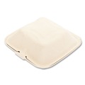 Food Containers & Lids | Boardwalk BWKHINGE66NPFA 6 in. x 6 in. x 3.19 in. Sugarcane Bagasse PFAS-Free Food Containers - Tan (500/Carton) image number 3