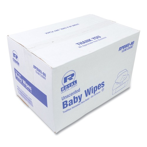 Hand Sanitizing Wipes | AmerCareRoyal RPBWU-80 Baby Wipes Tub - Unscented/White (960/Carton) image number 0
