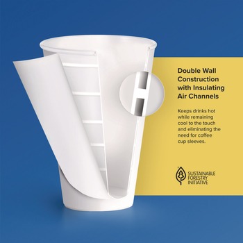 SOLO DWTG12W Thermoguard 12 oz. Sustainable Forest Print Insulated Paper Hot Cups - White (600/Carton)