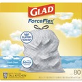 Drawstring & Kitchen Bags | Glad 78899 ForceFlex 24 in. x 27.38 in. 13-Gallon Kitchen Drawstring Trash Bags - Gain Fresh Clean Scent White (80/Box) image number 1