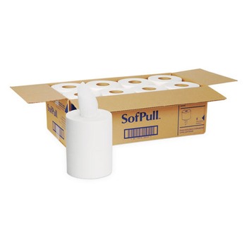 PERFORATED ROLL AND HAND TOWELS | Georgia Pacific Professional 28125 SofPull 7.8 in. x 14.8 in. 1-Ply Premium Junior Capacity Towel - White (225/Roll, 8-Rolls/Carton)