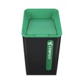 Indoor Waste Receptacles | Rubbermaid Commercial 2078992 Sustain 23 gal Metal/Plastic Decorative Refuse with Recycling Lid - Black/Green image number 2