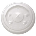 Cup Lids | Fabri-Kal 9508216 Kal-Clear/Nexclear Flat X-Style Straw Slot Plastic Drink Cup Lids Fits 12 oz. to 14 oz. Cold Cups - Translucent (1000/Carton) image number 3